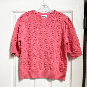 &Merci Pink Popcorn Knit Short Sleeve Sweater - Medium